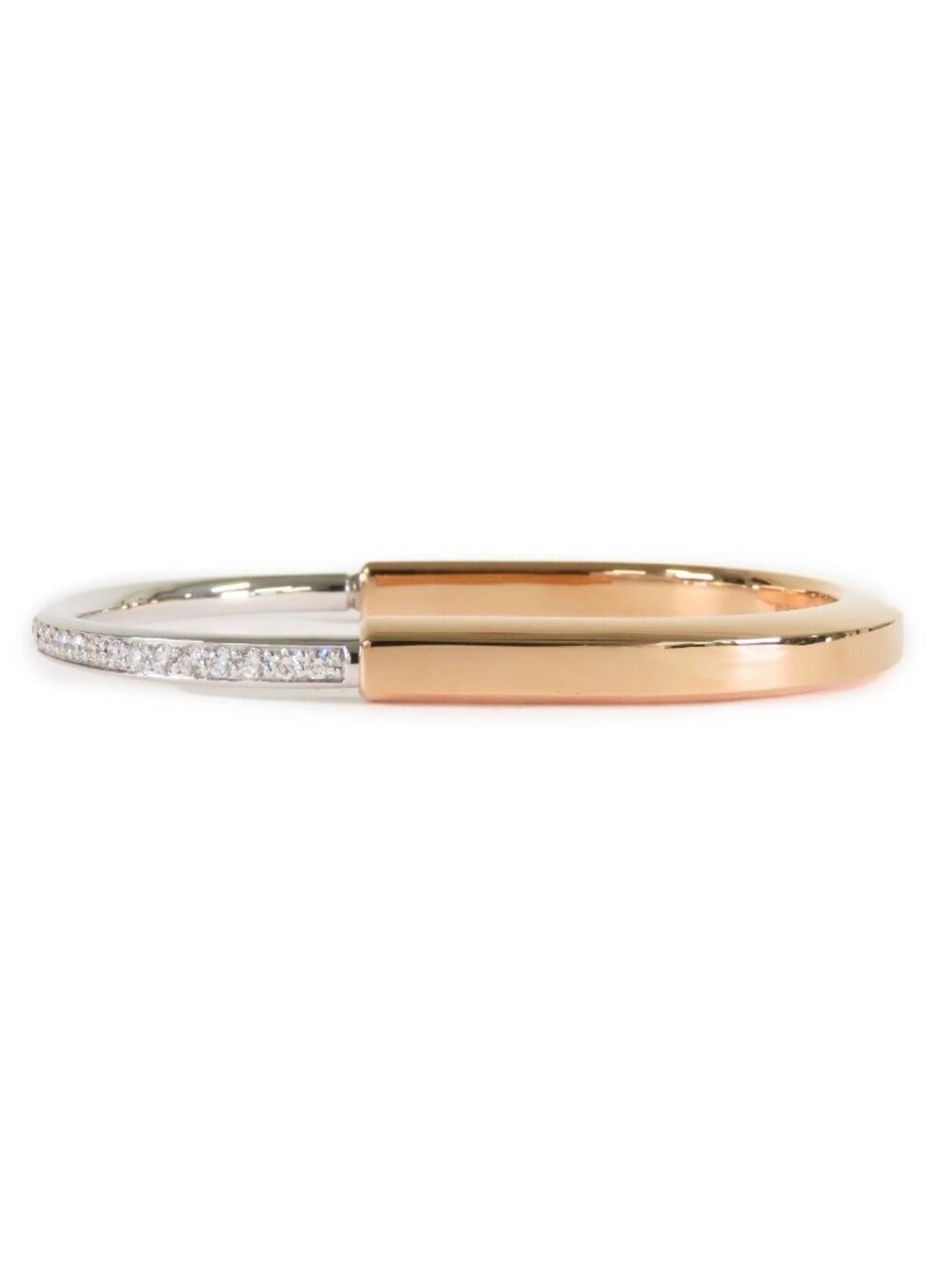 Tiffany & Co Lock Bangle Pink Gold White Diamond Bracelet